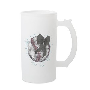 Elanze Designs Freezable Beer Stein Mug With Thumb Grip Handle, 16 Ounce Frosted Glass, Baseball Teal Paint Splatter - 1 of 1