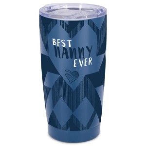 Elanze Designs 20 oz Stainless Steel On the Go Insulated Travel Tumbler With Push Top Lid, Best Nanny Ever Blue - 1 of 4