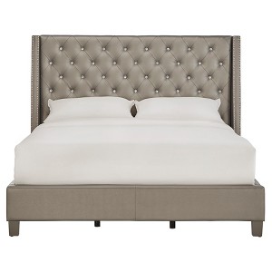 Rosalyn Crystal Tufted Wingback Bed - Queen - Metallic Gray - Inspire Q