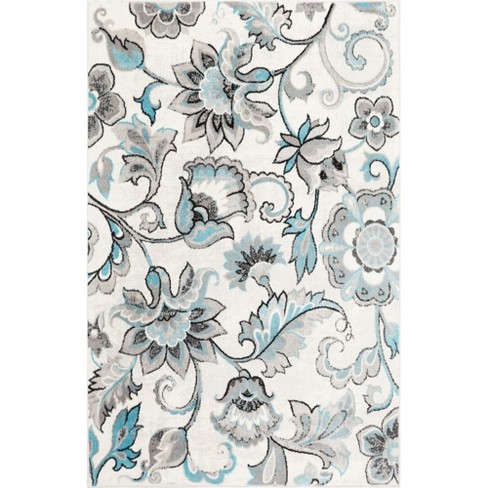 Home Dynamix Boho Odesa Modern Floral Area Rug, Ivory/Aqua, 7'9