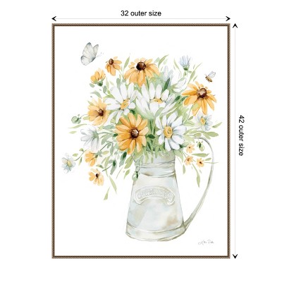 Sylvie Beaded Bronze Framed Botanic-Inspired Canvas Wall Art, 32 x 42