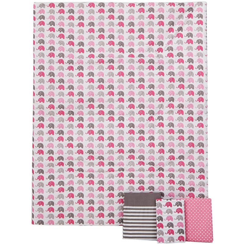 Bacati - Elephants Pink/Fuschia/Gray 4 pc Toddler Bedding Set, 4 of 12