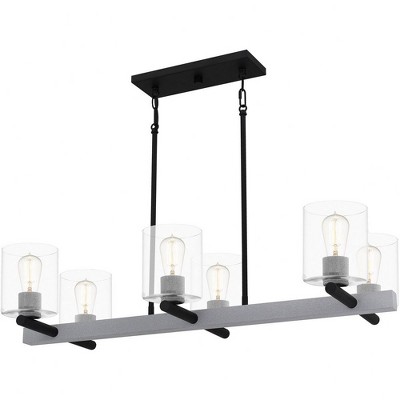 Caldwell Matte Black 6-Light Linear Chandelier with Clear Glass