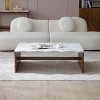 Sapphtopaz Modern Coffee Table with Waves Design Faux Marble Center Table with Wood Veneer Base Accent Coffee Bar Home Decor for Living Room - 4 of 4