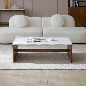 PAGED Wave-Shaped Coffee Table Modern Minimalist Living Room Table with Faux Marble Table Top, Center Table for Living Room, Study - 1 of 4