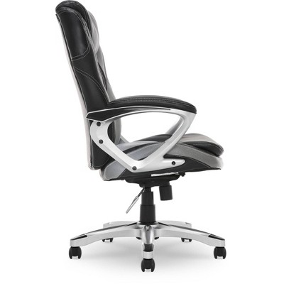 High-Back Ergonomic Executive Gaming Chair in Gray Mesh & Faux Leather