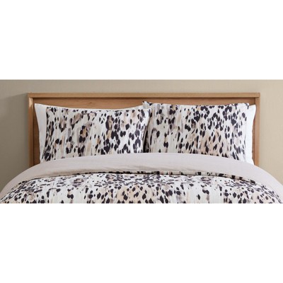 Abstract Leopard Brown Cotton King Duvet Cover Set with Shams