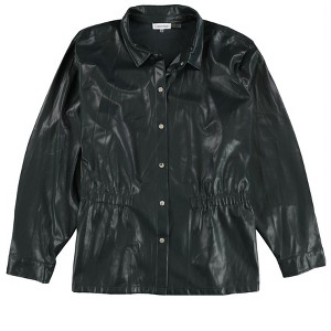 Calvin Klein Womens Faux Leather Elasticized Waist Motorcycle Jacket - 1 of 2