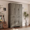FUFU&GAGA Stylish  Multifunctional Bookcase Display Cabinet with Adjustable Shelves, Drawers & Safety Features - 2 of 4