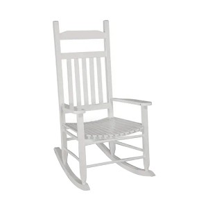 Knollwood Mission Style Timeless Classic High Back 300 Pound Weight Capacity Kiln-dried Hardwood Outdoor Patio Rocking Chair, White - 1 of 4