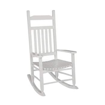 Knollwood Mission Style Timeless Classic High Back 300 Pound Weight Capacity Kiln-dried Hardwood Outdoor Patio Rocking Chair, White