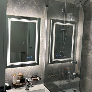 20-55in Oversize Led Dual Illuminated Bathroom Mirror Wall Mounted Antifog Vanity Mirror, Wall Decor Mirror - 1 of 4