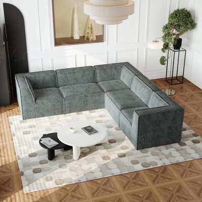 106” Chenille L-Shaped Sectional Sofa: 5-Piece Modular, Foam-Filled, Luxury Design - Perfect for Living Room and Bedroom