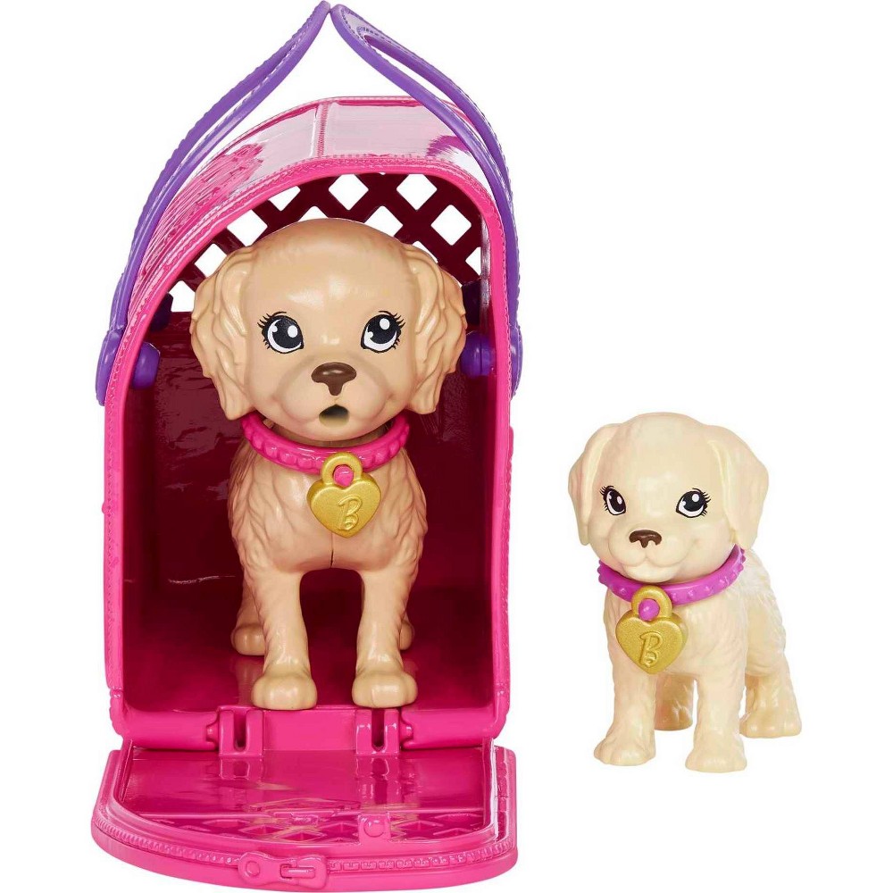 Barbie Pup Adoption Playset and Doll with Brown Hair, 2 Puppies and Color-Change