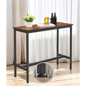 Bar Table, Narrow Long Bar Table, Kitchen Dining Table, Sturdy Metal Frame, Industrial Design, Rustic Brown - 1 of 4