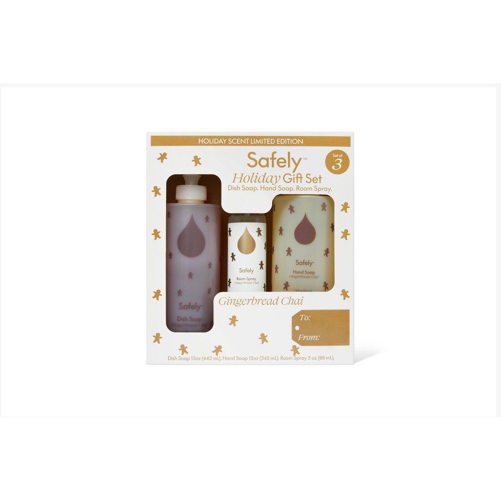 Safely Hand Soap, Room Spray and Dish Soap Holiday Gift Set - Gingerbread Chai - 3pk