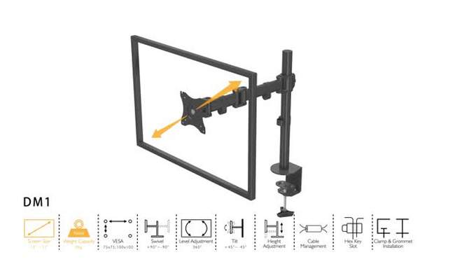 Double Articulated Desk Monitor Mount, Black, 2 of 7, play video