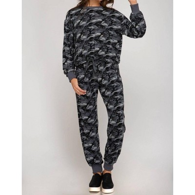 Women's Camo Print Pullover Top - SHE + SKY