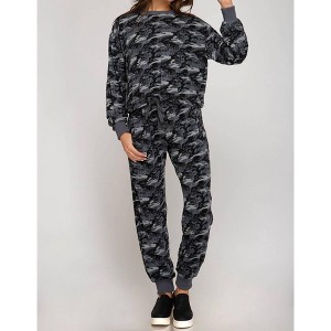Women's Camo Print Pullover Top - SHE + SKY - 1 of 3