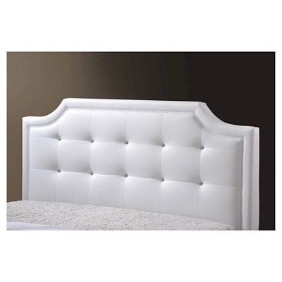 Carlotta Full-Size White Faux Leather Bed with Tufted Headboard