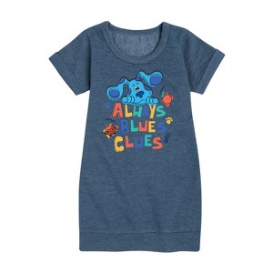 Girls' - Blue's Clues & You! - Always Blue's Clues Graphic Short Sleeve Fleece Dress - 1 of 3
