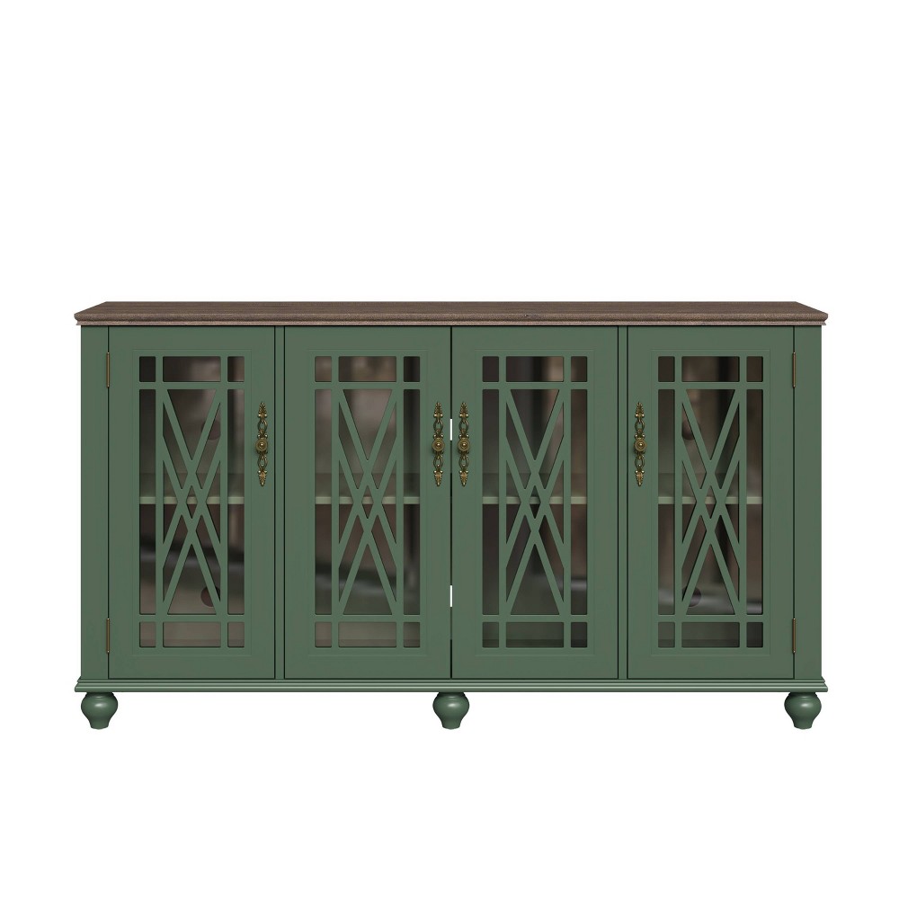 Photos - Wardrobe 63" Vintage Storage Sideboard Buffet Accent Cabinet Green - Festivo: MDF C