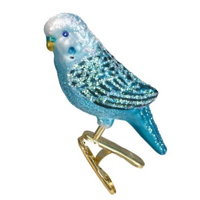 Old World Christmas Miniature Blue Parakeet - 1 Glass Ornament 3.00 Inches  - Ornament Clip On Bird Tropical - 18138 - Glass - Blue