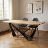 HomeRoots 79" Natural and Black Wood and Metal Trestle Base Dining Table - 2 of 4