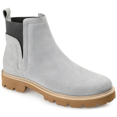 Journee Signature Womens Genuine Leather Bristol Round Toe Block Heel Chelsea Booties