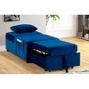 Velvet Adjustable Sleeper Lounge Chaise Chair with Pillow and Convertible Design for Living Room - 2 of 4