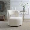 Swivel Barrel Chair with Teddy Fabric, Round Accent Chair with 360° Base for Living Room, Polywood Chair with Polyester Cushion-Coolbibila - 3 of 4