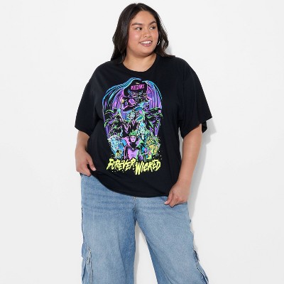 Women's Disney Villains Oversized Short Sleeve Graphic T-Shirt - Black