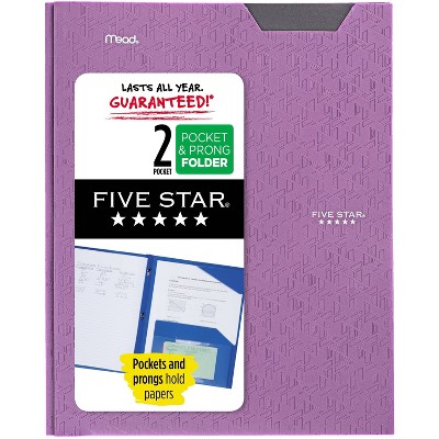 Five Star 2 Pocket Plastic Folder with Prongs 