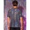 Lars Amadeus Men's Short Sleeves Crew Neck Nightclub Party Sequin T-Shirts - 3 of 4