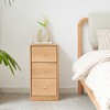 Dolonm Modern Minimalist Solid Oak Bedside Table Storage Cabinet with Drawers in Oak Finish - 2 of 4