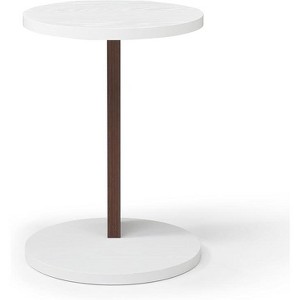 Small End Table, Rustic Round 2-Tier Side Table, Living Room Couch Tray Table, Modern C-Shaped Couch Table with Wood Frame for Bedroom Small Spaces - 1 of 4