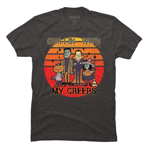 Men's Design By Humans Chillin With My Creeps 80's Style Halloween ...