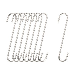 Unique Bargains Steel Extra Long Garden Bathroom Kitchen S Shape Hooks and Hangers 8 Pcs - 1 of 4