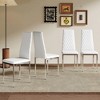 ORRD Modern White PU Dining Chairs Set of 4 - Diamond Quilted High Back, Silver Chrome Legs - 2 of 4