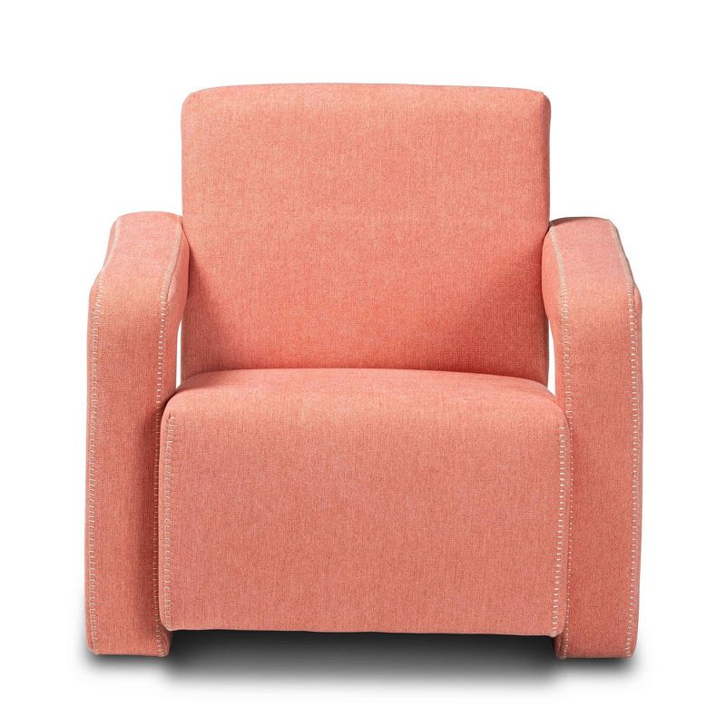 Madian Light Fabric Upholstered Armchair Light Red - Baxton Studio, 4 of 9