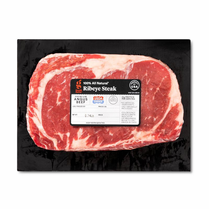 USDA Choice Angus Beef Ribeye Steak - 0.62-1.13 lbs - price per lb - Good &#38; Gather&#8482;, 1 of 5