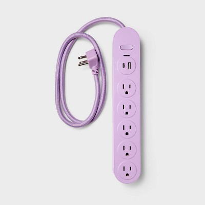 5 Outlet Surge Protector 3' Cord With Usb Purple - Heyday™ : Target