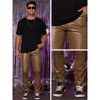 Lars Amadeus Men's Slim Fit Motorcycle Biker Faux Leather Trousers Brown 34 - 4 of 4