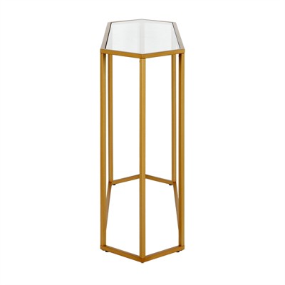 Gold Hexagonal Glass and Metal Hallway Table