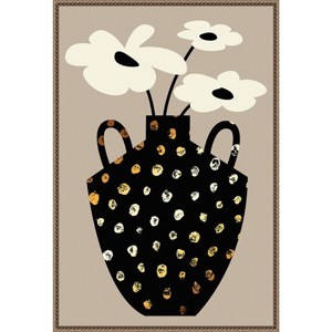 23"x33" Vase Floral II by Incado Framed Canvas Wall Art Print Bronze - Amanti Art: Modern Style, Polystyrene Frame, Botanical Theme - 1 of 4
