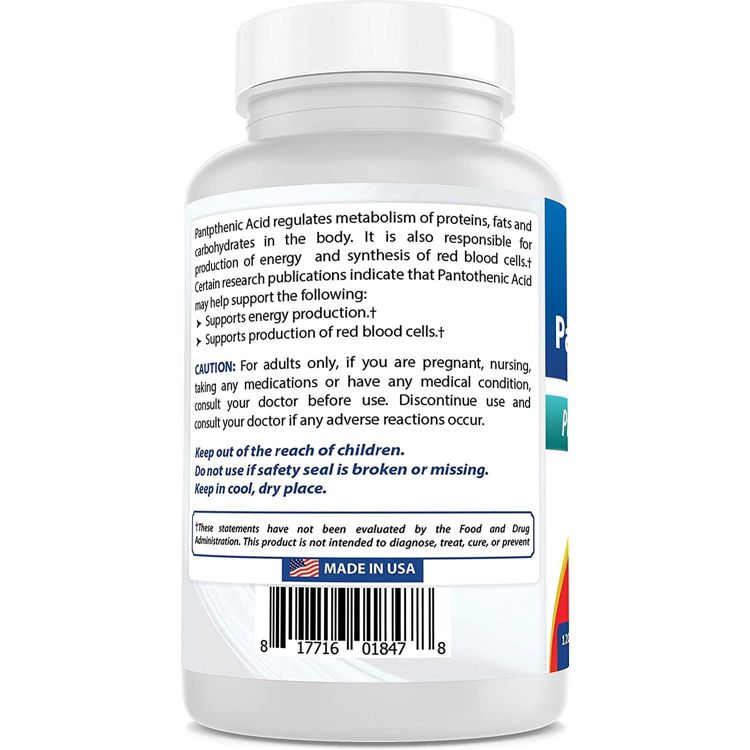 Best Naturals Pantothenic Acid 500 mg 120 Tablets, 3 of 3