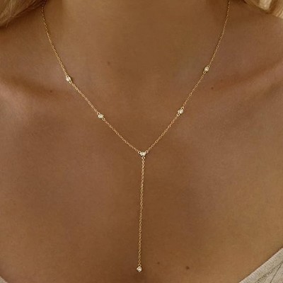 BRINJOY Women's 14k Gold-Plated Bohemian Lariat Necklace