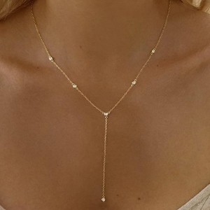 BRINJOY Women's 14k Gold-Plated Bohemian Lariat Necklace - 1 of 4