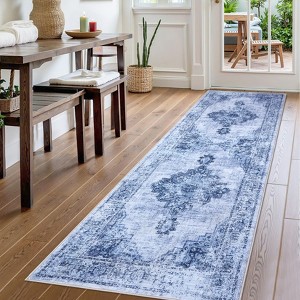 Washable Neutral Area Rug for Living Room, Soft Vintage Boho Farmhouse Rug, Low Pile Non-Slip Carpet for Bedroom, Dining Room - 1 of 4