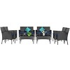 Costway 8PCS Patio Rattan Furniture Set Cushioned Sofa Coffee Table Backyard Turquoise/Red/Grey/White/Navy - 2 of 4